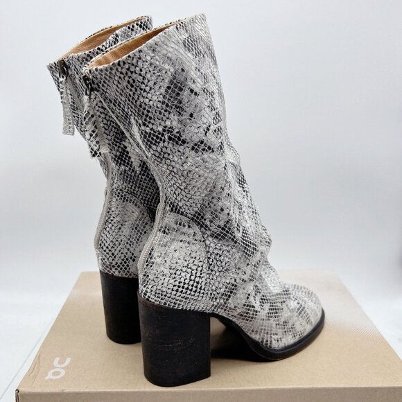 Free People Elle Women’s Mid Calf Boots Block Heel Snake White Gray EU 36 US 6 - Picture 7 of 13